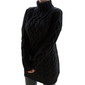 Sprogstamųjų džemperis moterims, Europoje ir Amerikoje, rudenį ir žiemą sutirštės du atvartas retro storais siūlais twist megztinis