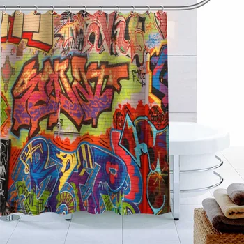 Stilius Graffiti Dušo Užuolaidos Palmių Dekoras atsparus Vandeniui Poliesterinio Audinio Vonios Užuolaidų 180X180cm Ekologiškas Vonios Uždanga
