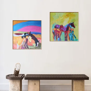 Sunkiųjų arklių spalvos impresionistų rankų darbo aliejumi ant drobės, dekoratyvinis dažymas, skirtą Kambarį Namuose Apdaila