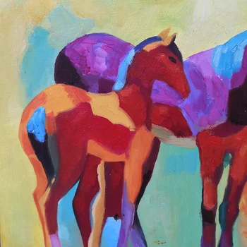 Sunkiųjų arklių spalvos impresionistų rankų darbo aliejumi ant drobės, dekoratyvinis dažymas, skirtą Kambarį Namuose Apdaila