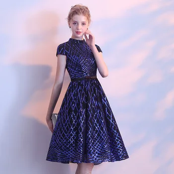 Tai YiiYa 2018 Karšto Pardavimo Trumpas Rankovės Royal blue Mados Dizaineris Nėrinių Elegantiškas Kokteilių Suknelės, Kokteilių Suknelė LX370