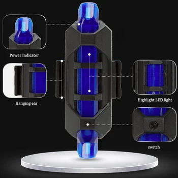 TANDT Dviračio Žibintas atsparus Vandeniui Galiniai Šviesos diodų (LED) USB Įkrovimo Kalnų Dviratį Dviračiu Šviesos lempų Saugos Šviesa galiniai