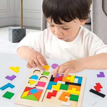 Tangram Formos Atitikimo Švietimo Žaislai KAMIENINIŲ Montessori Mokymo Dovanų Ankstyvo Mokymosi stalo Žaidimas, Žaislai Vaikams