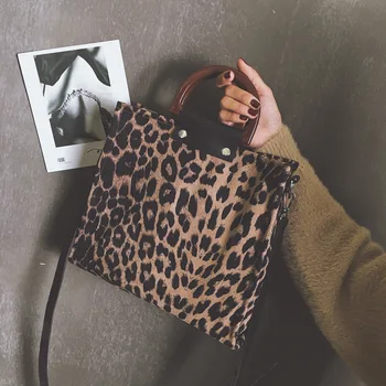 Tendencija moteris maišo 2019 naujas mados korėjos versija, leopardas spausdinimui laukinių nukentėjo spalva nešti maišą didelės talpos petį krepšys su Rankena Viršuje