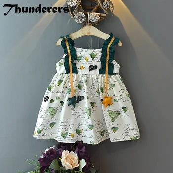 Thunderers Vasaros Mados Vaikai Princesė Girl Rankovių Spausdinti Mergaitė Grupė Dress 2019 Mielas Pyplys Kūdikių Drabužiai Dėvėti Vasarą