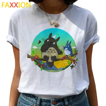 Totoro Studio Ghibli t-shirt vasaros top moterų ulzzang grafinis tees moterų grunge kawaii harajuku vasarą viršų