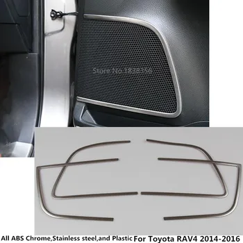 Toyota RAV4 2016 Automobilio Duris Detektorius Stick Nerūdijančio Plieno Viduje Garso Kalbėti Garso Padengti Žiedo Ratą Lempos Apdaila 4pcs