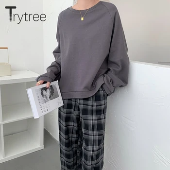 Trytree 2020 m. Pavasarį, Rudenį Laisvalaikio moteriški Megztiniai Tuščiaviduriai Iš Rankovėmis T-shirt Kietas Streetwear Medvilnės Mišinys Viršūnes Moterims