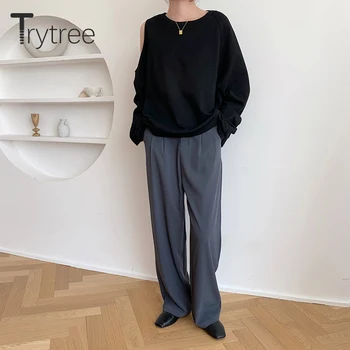 Trytree 2020 m. Pavasarį, Rudenį Laisvalaikio moteriški Megztiniai Tuščiaviduriai Iš Rankovėmis T-shirt Kietas Streetwear Medvilnės Mišinys Viršūnes Moterims