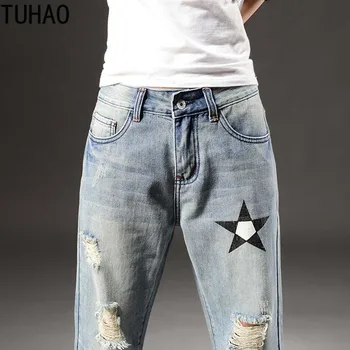 TUHAO Streetwear Skylę Džinsai Feminino Plius Dydis 7XL 6XL 5XL Femme Juodos Skinny Jeans Woman Kelnės Didelio Dydžio Džinsai Moterims LZ29