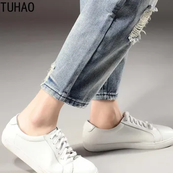 TUHAO Streetwear Skylę Džinsai Feminino Plius Dydis 7XL 6XL 5XL Femme Juodos Skinny Jeans Woman Kelnės Didelio Dydžio Džinsai Moterims LZ29