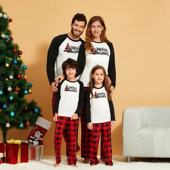 TUONXYE Šeimos Atitikimo Kalėdų eglutė Pižama Rinkinius, Tėvų-vaikų Apranga Suaugusiųjų Kalėdos Vaikams Homewear Naujųjų Metų Komplektus