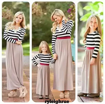 Tėvų-vaikų drabužiai moterims mergina dress juostele susiuvimo suknelė šeimos laisvalaikio drabužiai 2020 m. rudenį tėvų-vaikų suknelė suknelė