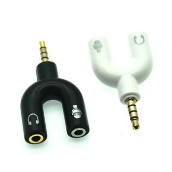U-adapteris išmaniųjų telefonų, MP3 MP4 grotuvas dual 3.5 mm ausinių kištukas garso kabelis platintojas mikrofono 2 in 1 sukamoji jungtis,