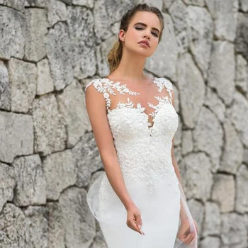 Undinė Ilgai, Vestuvių Suknelės, Plius dydis Turkija 2020 Nėrinių Appliques Nuotakos Suknelė pagal Užsakymą Pagaminti Vestuvių Suknelės vestidos de noiva