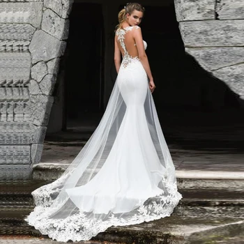 Undinė Ilgai, Vestuvių Suknelės, Plius dydis Turkija 2020 Nėrinių Appliques Nuotakos Suknelė pagal Užsakymą Pagaminti Vestuvių Suknelės vestidos de noiva