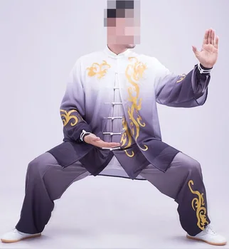 Unisex Vasarą&Pavasario chi kostiumai gradientas trijų dalių kostiumą kovos menų naudingumo drabužių kung fu uniformas mėlyna/violetinė/sidabrinė