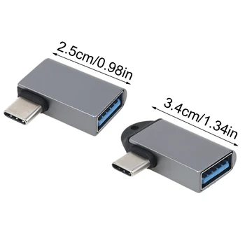 USB C su USB 3.0 Aliuminio OTG Adapteris USB 3.0 Moterų 90 Laipsnių C Tipo Vyrų Konverteris, skirtas Išmanusis telefonas 