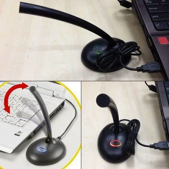 USB Desktop Microphone Portable LED Mic Indikatorius Vokalo Studija Kalbos Nešiojamas