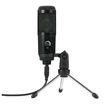 USB Kondensatoriaus Mikrofonas Nešiojamų Live Transliacijos K Dainą Kompiuterį Įrašymas Mikrofonas Parama PS4 Žaidimų, Juoda