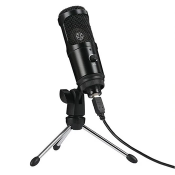 USB Kondensatoriaus Mikrofonas Nešiojamų Live Transliacijos K Dainą Kompiuterį Įrašymas Mikrofonas Parama PS4 Žaidimų, Juoda