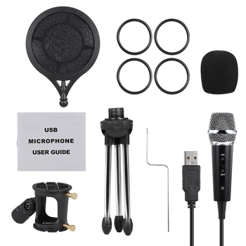 USB Šaldytuvas, mini Mikrofonas Įrašymo Rinkinys Karaoke, Balso Mic USB Diską su Trikoju Fotografijos Reikmenys studio video foto
