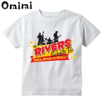 Vaikai Rockabilly 1960 Klasikinės Mados Dizaino Viršūnes Berniukų/Mergaičių Atsitiktinis Marškinėliai Vaikams Cool White T-Shirt