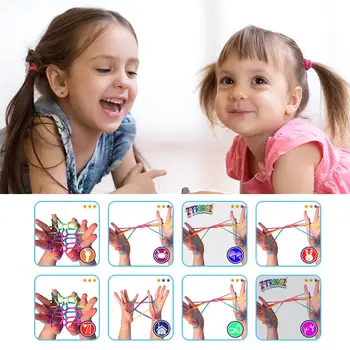 Vaikai Vaiko Piršto Virvės Game Vaivorykštės Spalvų Siūlų Įvairių Figūrų Dėlionė Žaislas