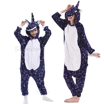 Vaikams žiemos licorne pižama vaikams panda triušis sleepwear vienaragis kigurumi onesies berniukų, mergaičių, antklodė, miegantis kūdikis kostiumas