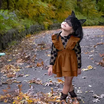 Vaikas mergina baby girl taško ilgomis rankovėmis akių perspektyvos viršuje lotus lapų dirželis pinikai suspender sijonas kostiumas детская одежда 40*