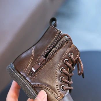 Vaikų batai Martin batai Britų stiliaus neslidus jautienos sausgyslės mažas vamzdelis nėrinių užtrauktukas apvalios galvos berniukų ir mergaičių 2020 m. Pavasarį naujas