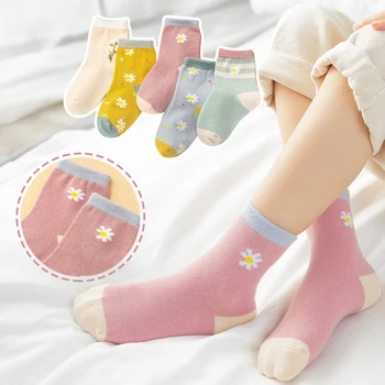 Vaikų mergaičių Pavasarį, Rudenį šiltos kojinės gražių Siuvinėjimo florets Atsitiktinis Medvilnės vaikams kojinės princesė kūdikių mados spalvinga Kojinės