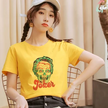 Vasaros Kpop Permatomas Skeletas Femme Grafika Moteris, Print T-shirts Klaidingą Asmenybės Harajuku Mados Atsitiktinis Palaidų Tshirts Viršų