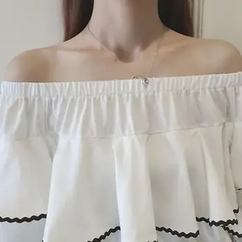 Vasaros Moterų Mados Pynimas Marškinėliai Atsitiktinis Off-Pečių Ilgomis Rankovėmis Prarasti Baltos Moteriškos Palaidinukės