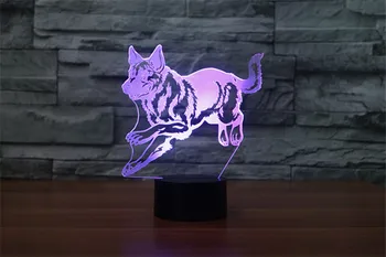 Veikia Skubėti Wolf 3D Optinė Iliuzija Lentelė Šviesos Nuotaika Lempos Jutiklinis Nuotolinio Valdymo pultas 7 Spalvų Namų Šviesos Šalis Dekoro Atostogų Dovanos