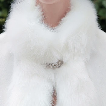 Vestuvių Vestuvių Žiemą Šiltas Apsiaustas Skara Wrap Furry Šilumos Žaliojo Pavogė su Sagtimi 83XF