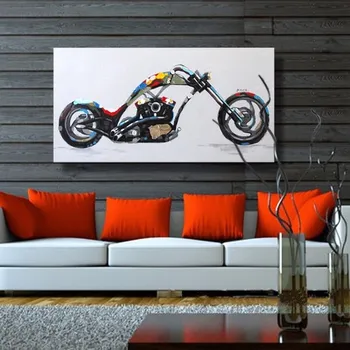 Vežimų aliejaus tapybai šiuolaikinio aliejaus tapybai motociklą ant drobės abstrakčiosios tapybos Sienos Meno tapybos drobės spalvos iki sienos menas