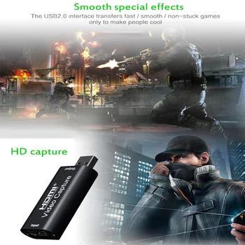 Video Capture Card USB 2.0 HDMI suderinamus Video Grabber Įrašyti Langelį Žaidimas, DVD Vaizdo Kameros Įrašymo Live Transliacijos