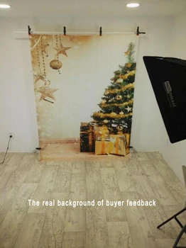 VinylBDS Kalėdų fonas Fotografijai medinių grindų apšvietimas vietoje sniego geltonos spalvos žvaigždžių foto backdrops fotografia fotostudija
