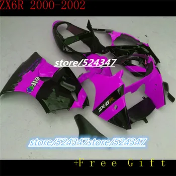 Violetinė arba rožinė ABS Lauktuvės Nustatyti Kawasaki balta ZX6R 2000 2001 2002 zx 6r 00-02 ZX-6R 00 02 Ninja Plastiko
