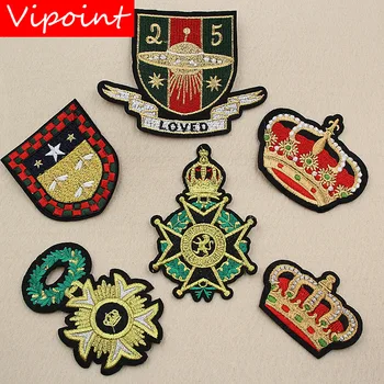 VIPOINT siuvinėjimo armijos kolegijos pleistrai karūna pleistrai emblemos aplikacijos lopai drabužių XW-147