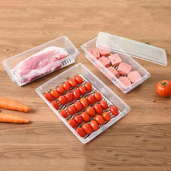 Virtuvės Maisto Šviežių Daržovių Laikymo Dėžutė Šaldytuvas Šaldytuvas Organizatorius Atveju Drėgmei Atsparus Nutekėjimo Dėklas Mėsa, Žuvis, Vaisiai