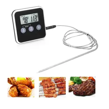 Virtuvės Orkaitės Grotelės Zondo Signalo Maisto Termometras LCD Ekranas, Elektroninis Mėsos Termometras, Temperatūros Indikatorius, kepsnių ant grotelių Signalizacijos