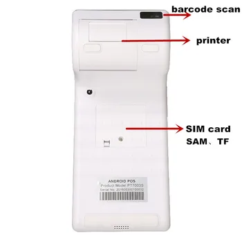 Visi į vieną 7inch NFC skaitytuvas, brūkšninio kodo skaitytuvas nešiojami pos mokėjimo sistema su spausdintuvu, kamera 4G sim kortelės, 2 ekranai PT7003