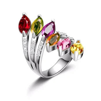 Visą kalnų krištolas kristalų vestuvinis žiedas moterims vestuvių sidabro spalvos žiedas, moterų mylėtojas dovanos