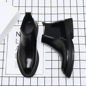 Vyrai prabangių mados batai juodos spalvos platforminiai batai natūralios odos kvėpuojantis bottines pavasario ruduo 
