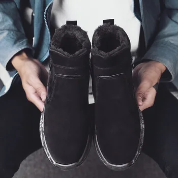 Vyriški laisvalaikio šiltas batai 2020 m. žiemos nauja tendencija ins plius aksomo šiltas užtrauktuku storio-soled vyriški batai