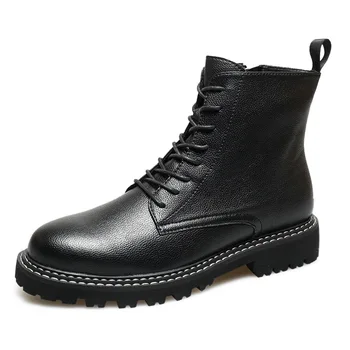 Vyrų mados kaubojaus batai natūralios odos įrankiai batai juoda lauke punk motociklo įkrovos nėrinių platforma zapatos botas hombre