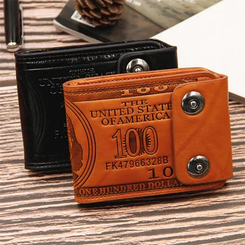 Vyrų piniginės Trumpas Magnetinių sagčių 100 jav dolerių Modelio dizaino piniginės pinigų Britų laisvalaikio kortelė, maišelis Retro trikampis lankstymo 722