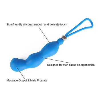 Vyrų Silikono Analinis Kaištis G-Spot, Prostatos ir Tarpvietės Massager su fiksavimo Žiedą Analinis Granulės Plug Butt Plug Suaugusiems Analiniai Sekso žaisliukai Vyrams
